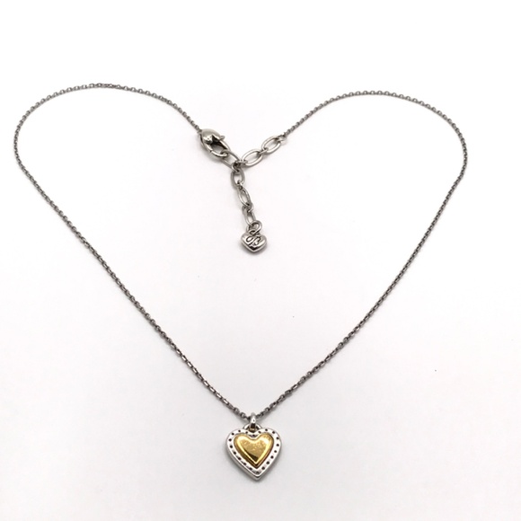 Brighton Pendant Necklace Heart Silver & Gold Plate Reversible Delicate Romantic - Picture 4 of 10